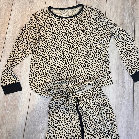 NWT Jane Marie Cheetah Animal Print Dot Long Sleeve Pants Pajama Set XL - Picture 5 of 9